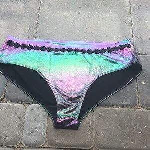 Multi colour iridescent booty shorts